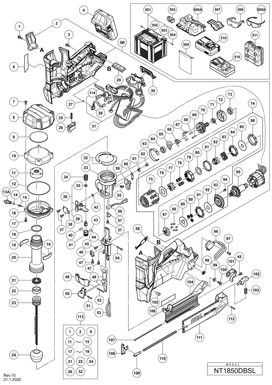 nail gun parts diagram