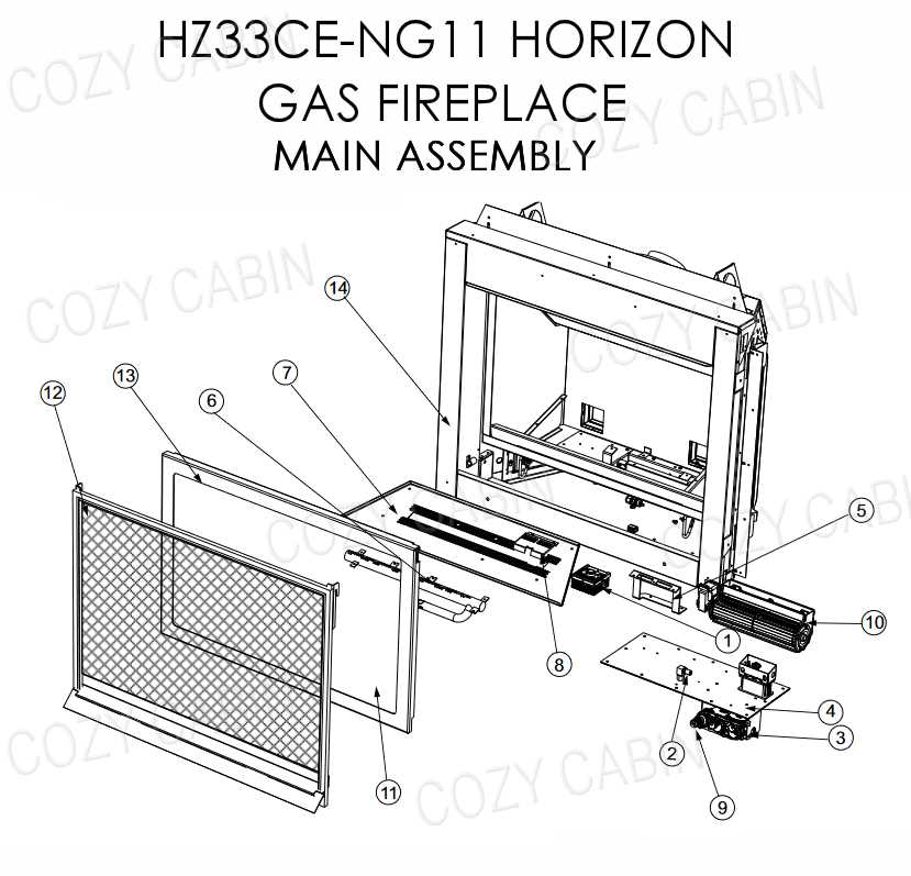 parts of a gas fireplace diagram