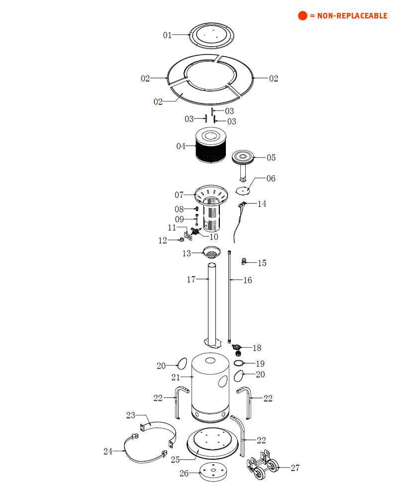 patio heater parts diagram