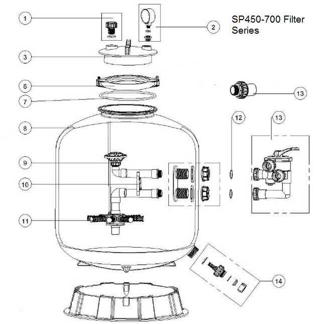 pool filter parts diagram