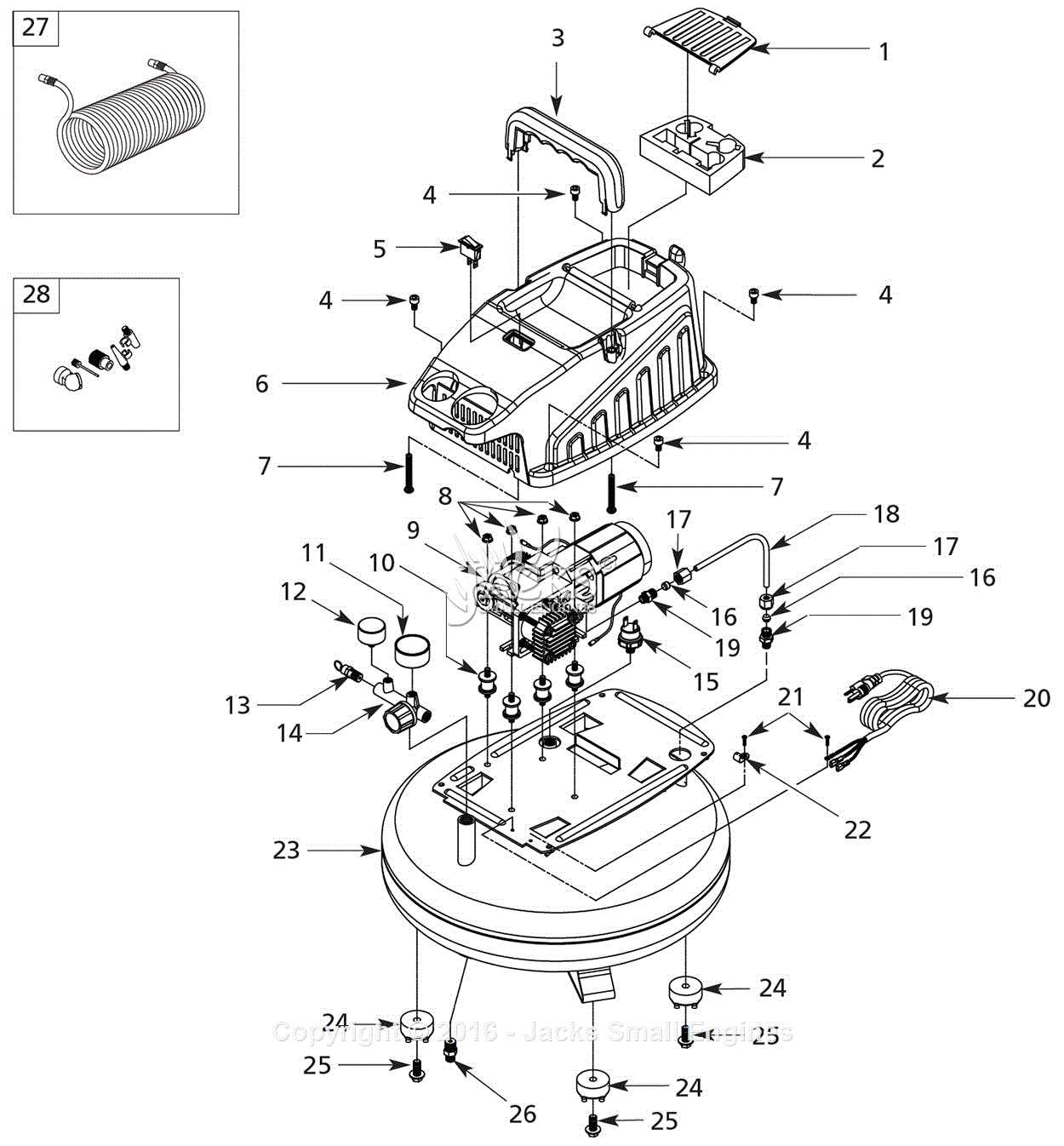 porter cable air compressor parts diagram