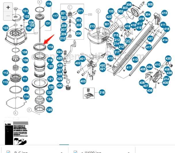 porter cable fn250a parts diagram