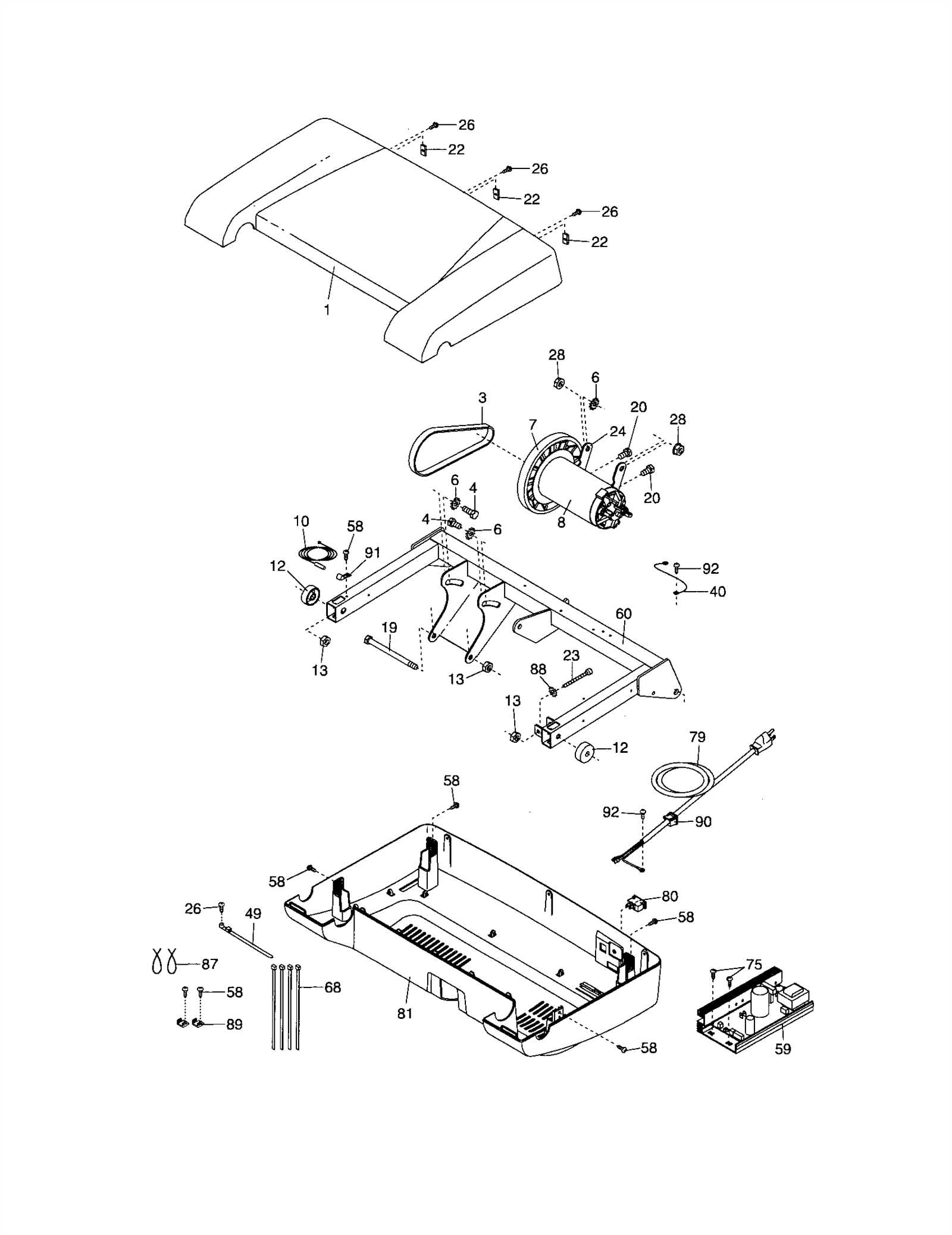 proform treadmill parts diagram