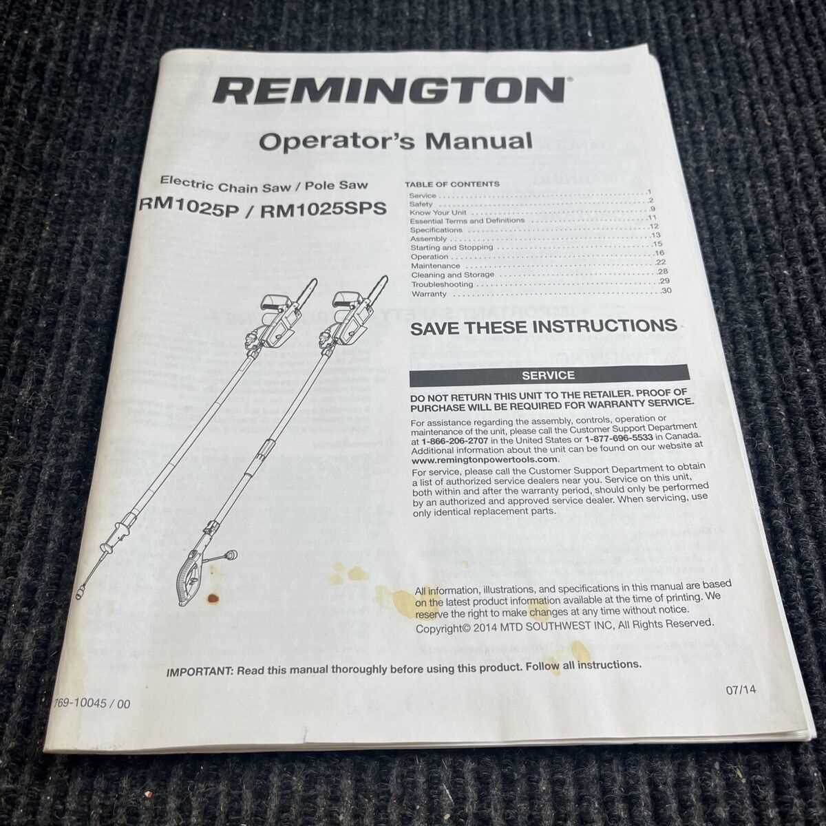 remington electric pole saw parts diagram