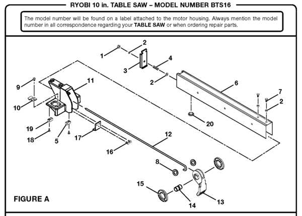 ryobi 10 table saw parts diagram