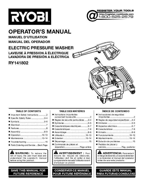 ryobi pressure washer parts diagram