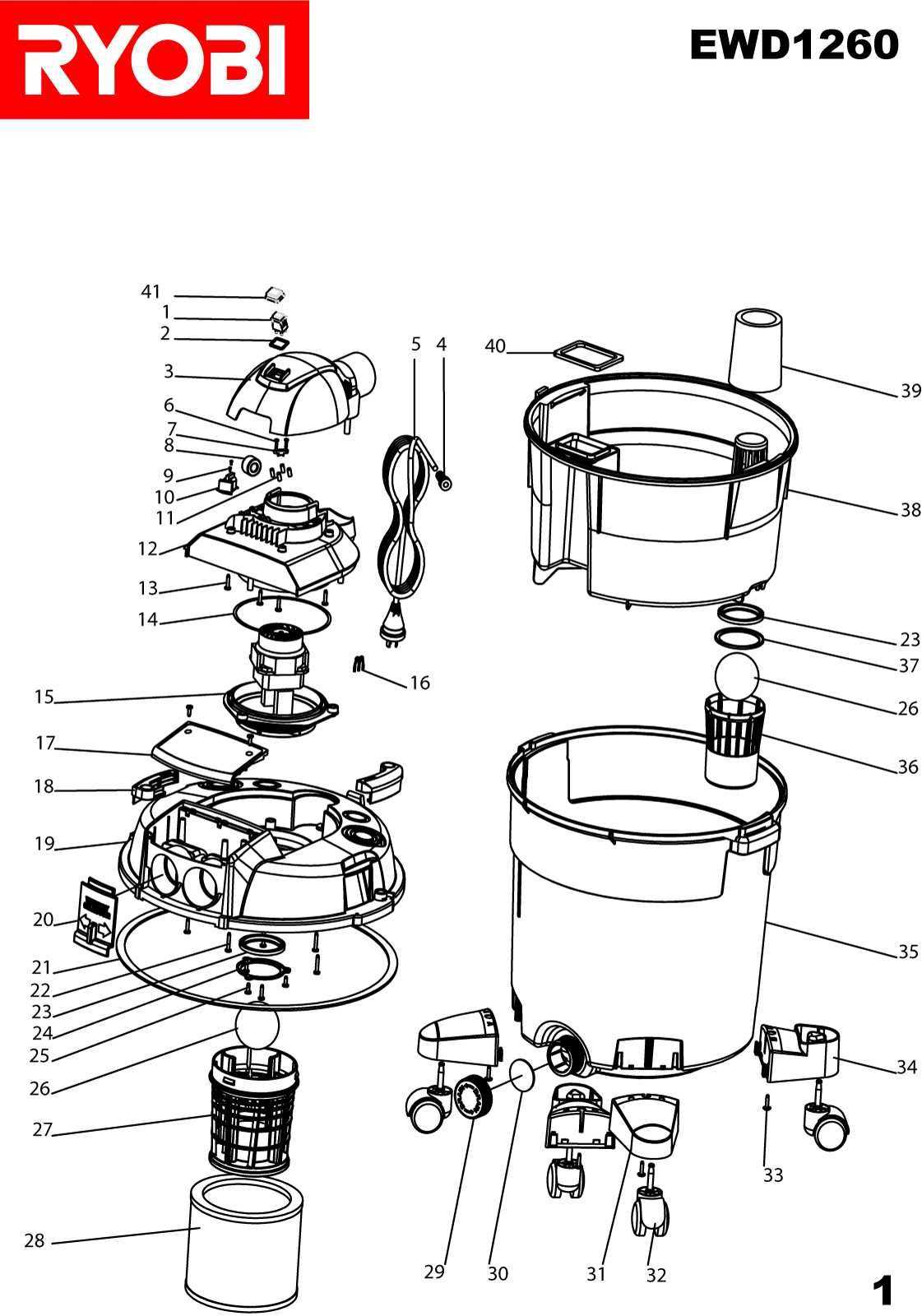 ryobi stick vacuum parts diagram