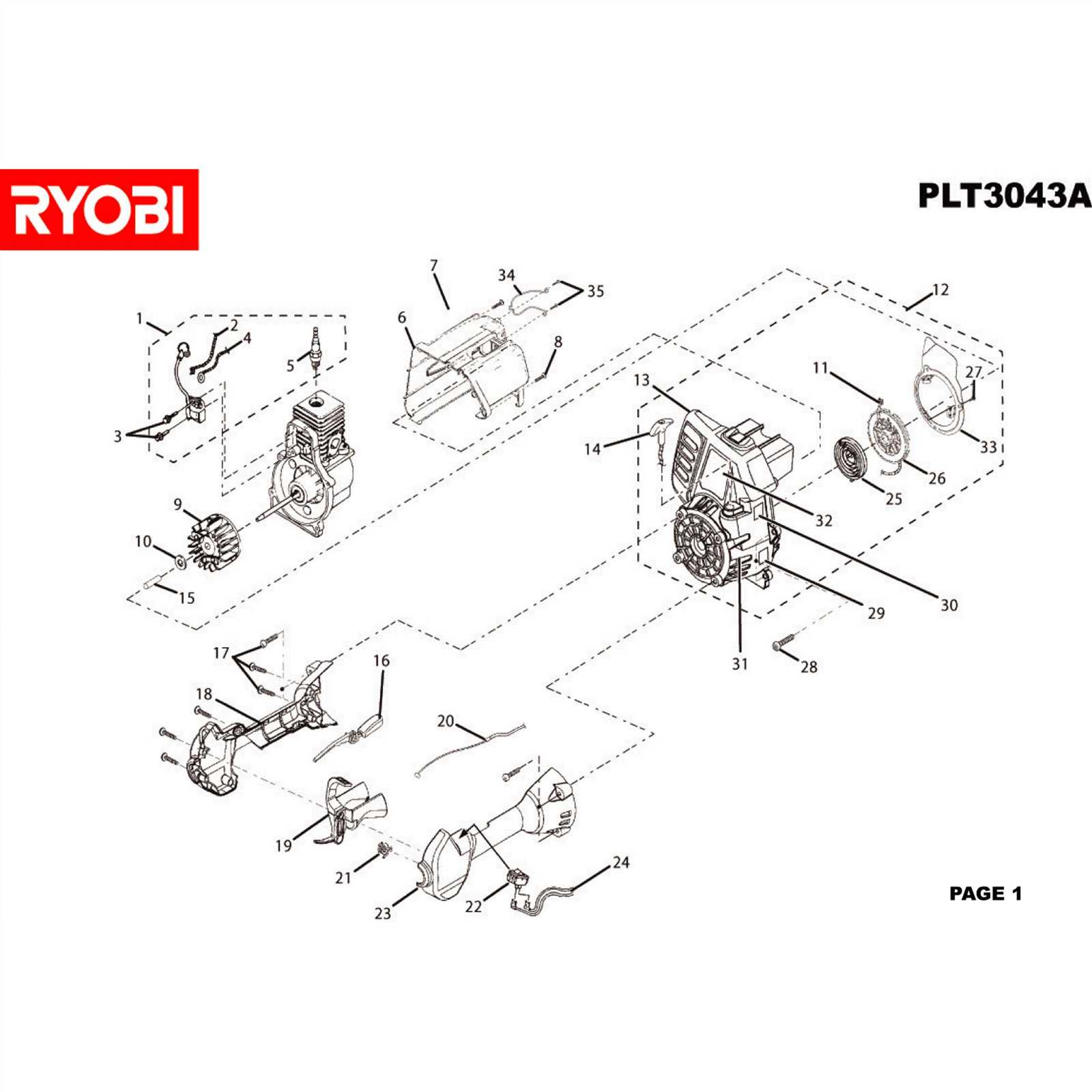 ryobi trimmer parts diagram