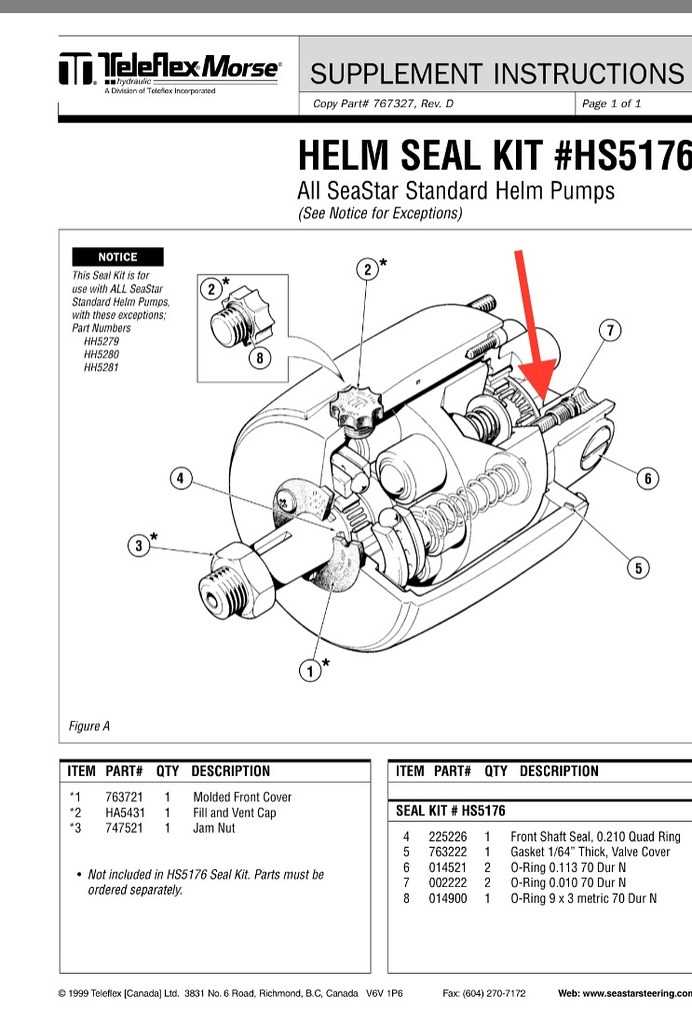 sea star steering parts diagram