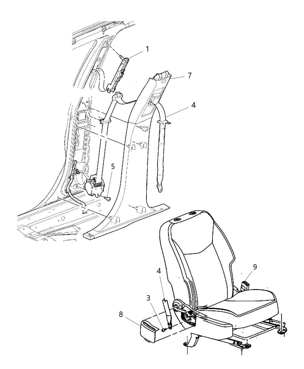 seat belt parts diagram