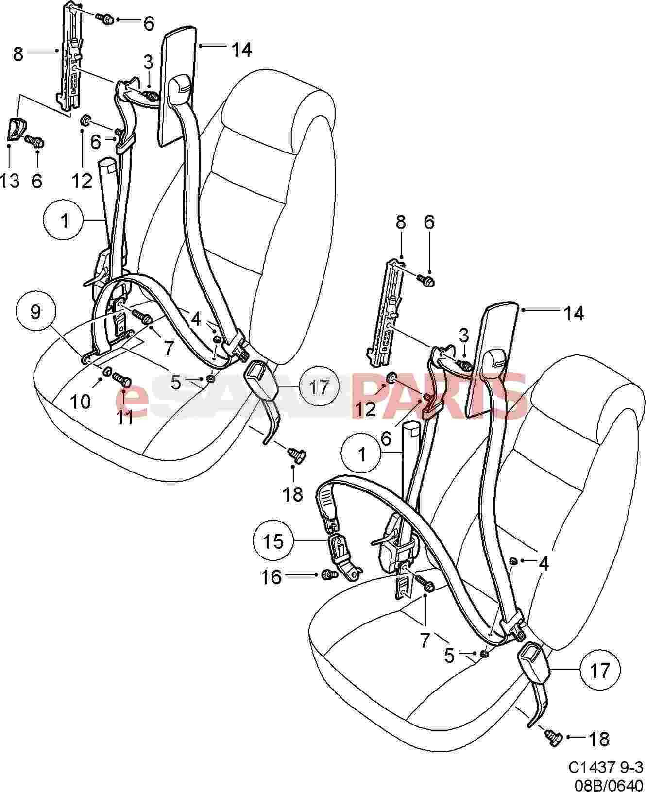 seat belt parts diagram