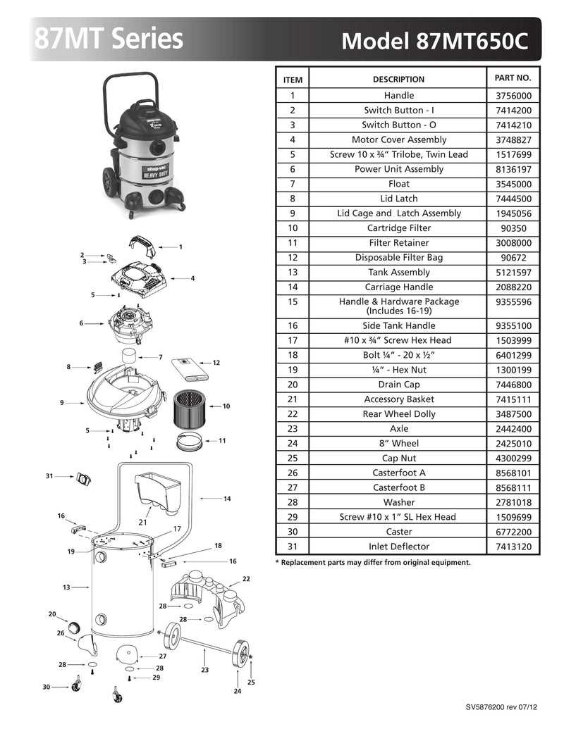 shop vac parts diagram