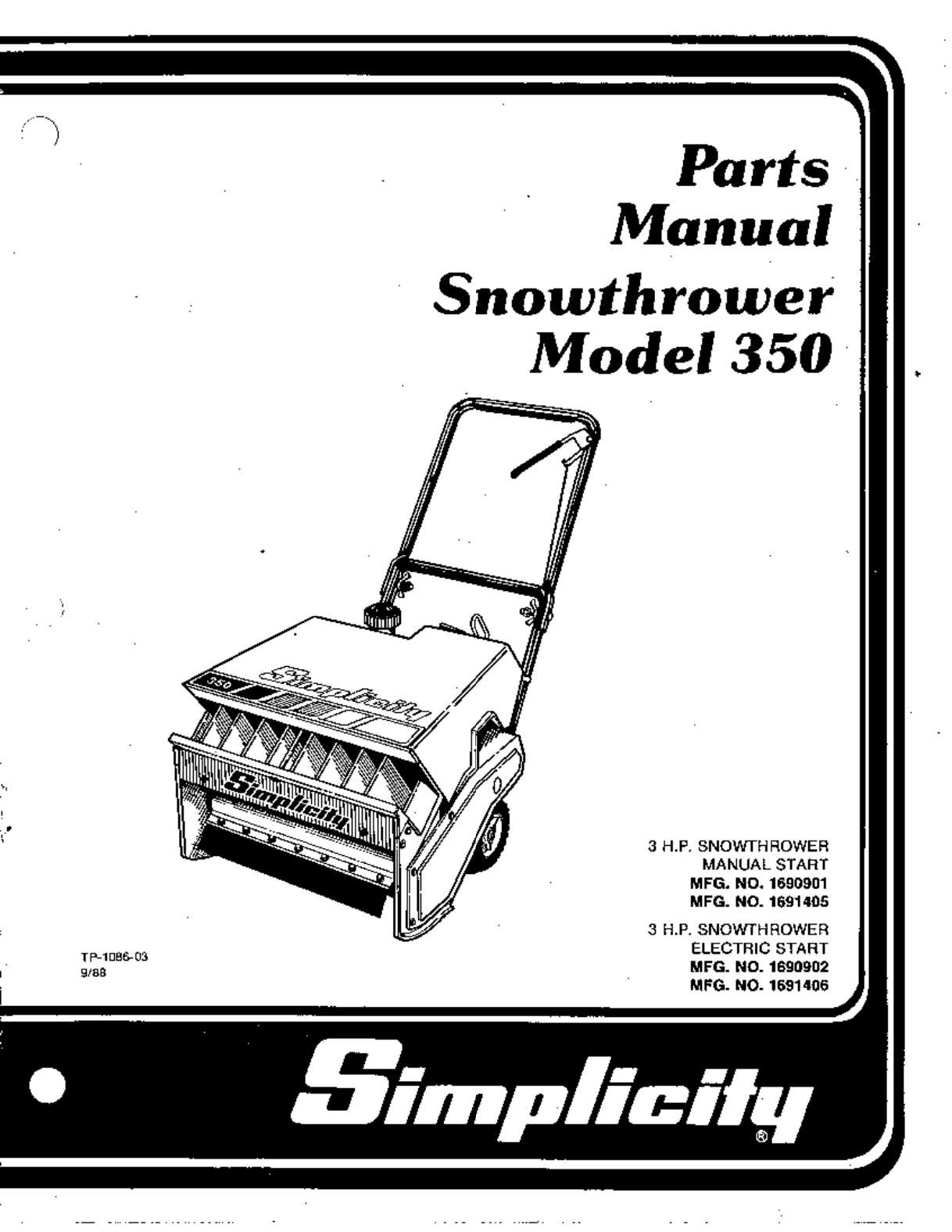 simplicity snow thrower parts diagram