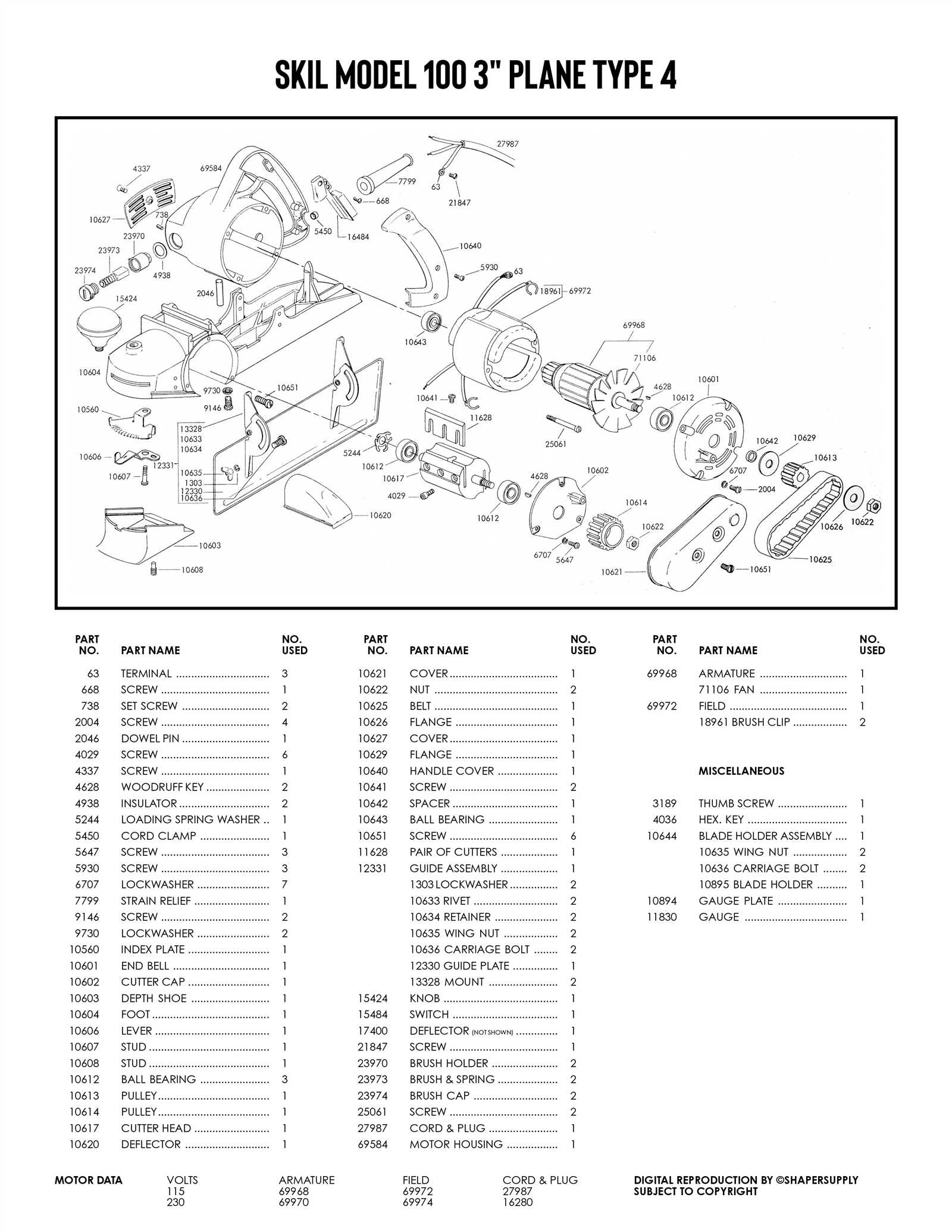 skil saw parts diagram