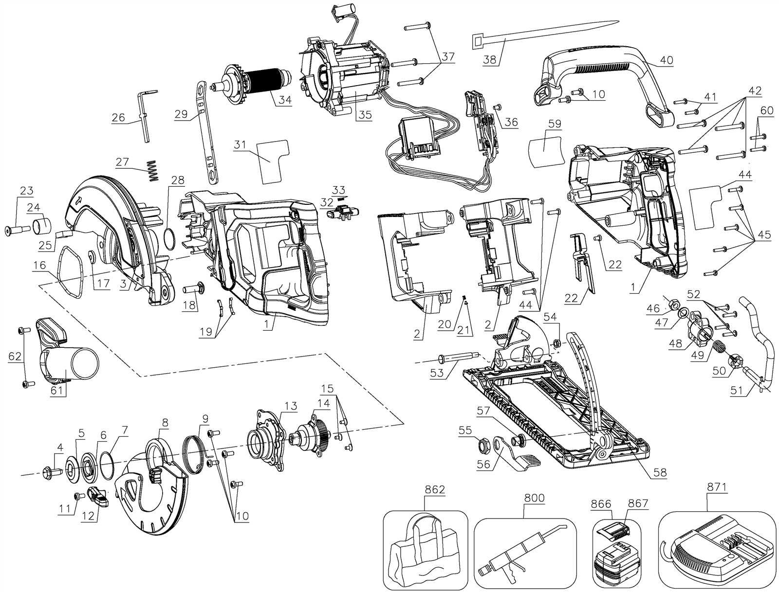 skil saw parts diagram