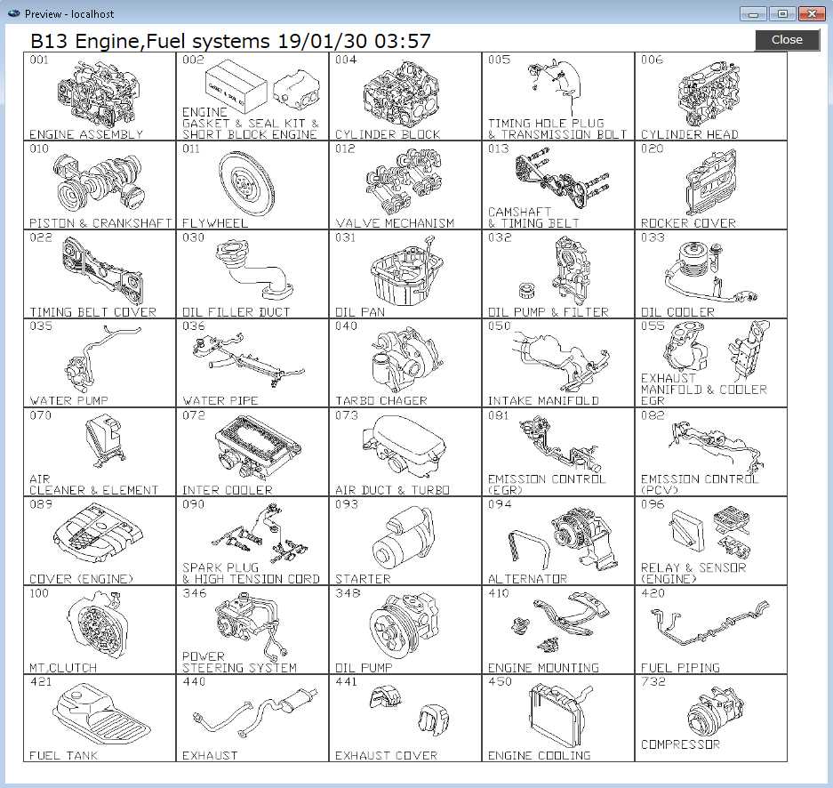 subaru engine parts diagram