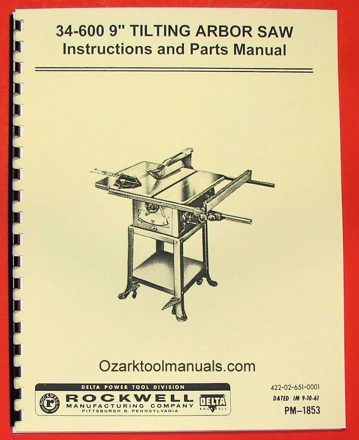 table saw parts diagram