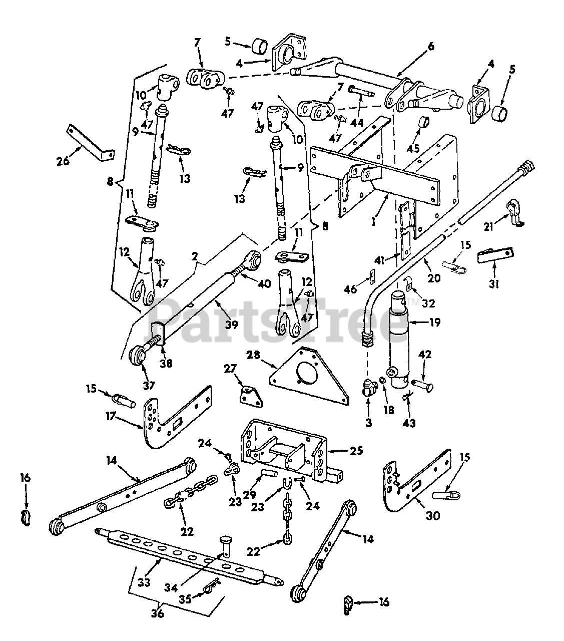 three point hitch parts diagram