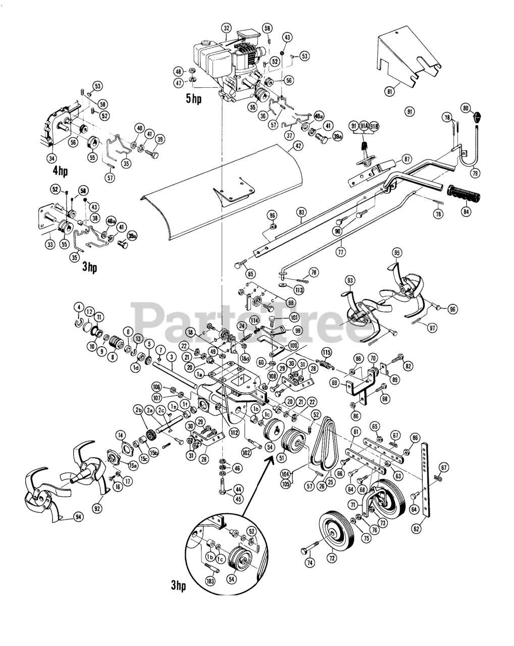 tiller parts diagram