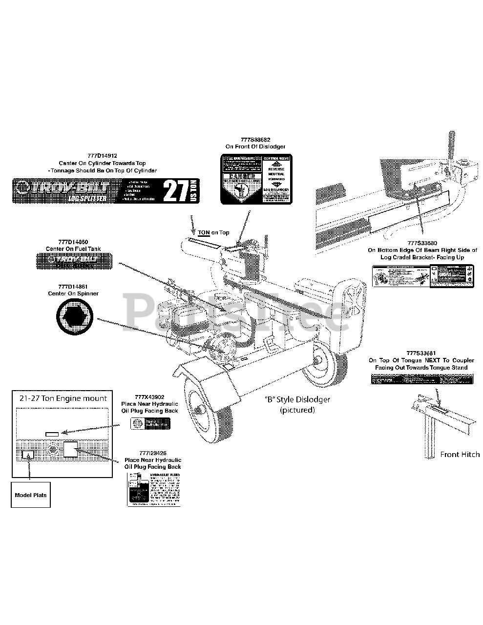 troy bilt 27 ton log splitter parts diagram