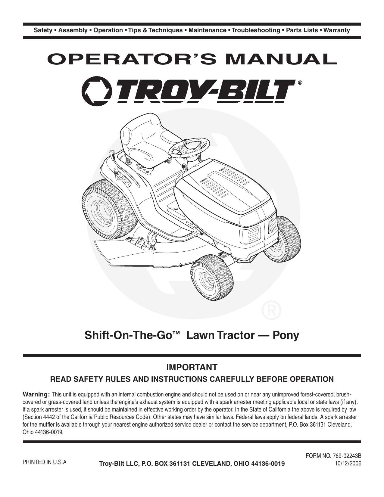 troy bilt bronco parts diagram