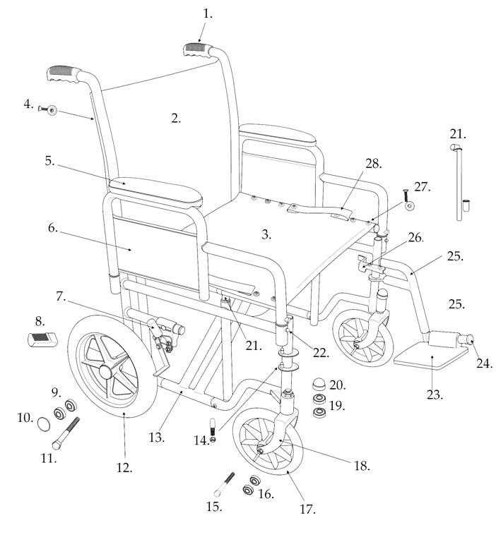 wheelchair parts diagram