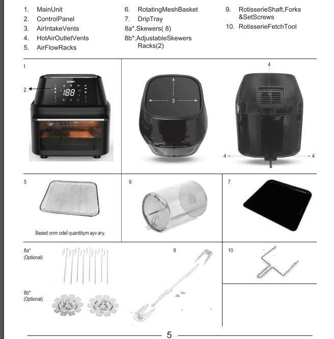 air fryer parts diagram