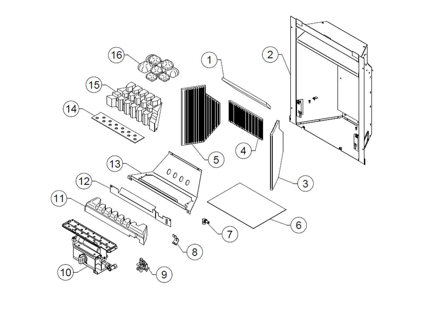 gas fireplace parts diagram