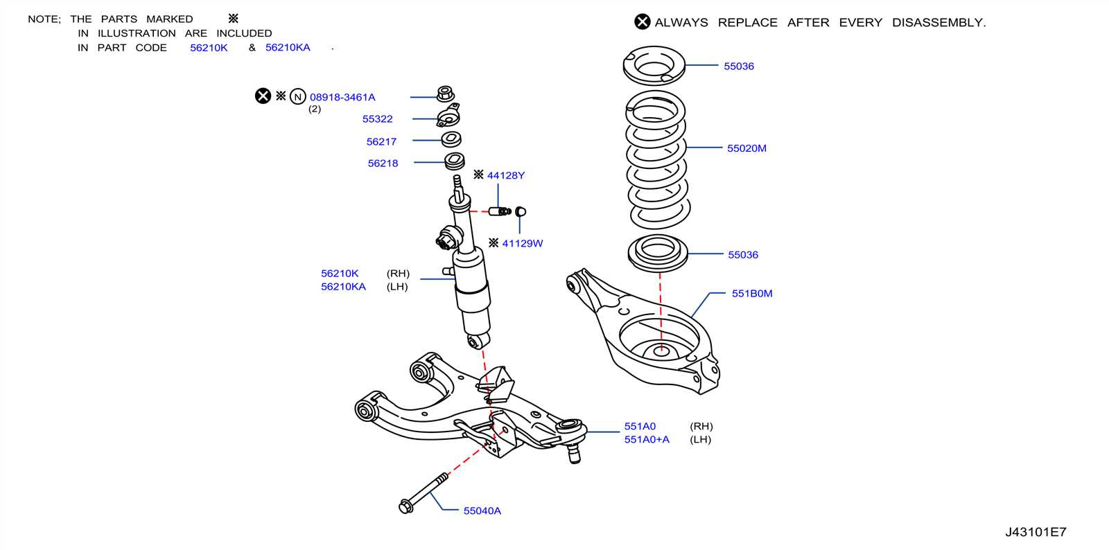 rear suspension parts diagram