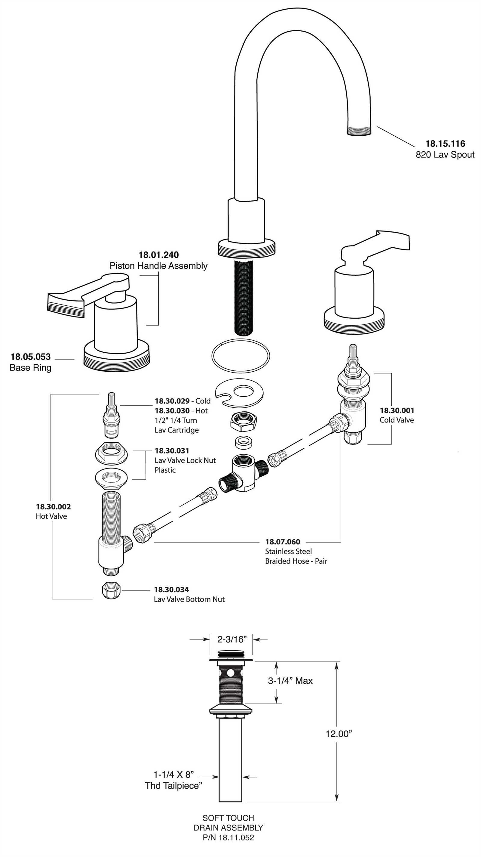 bathroom sink faucet parts diagram