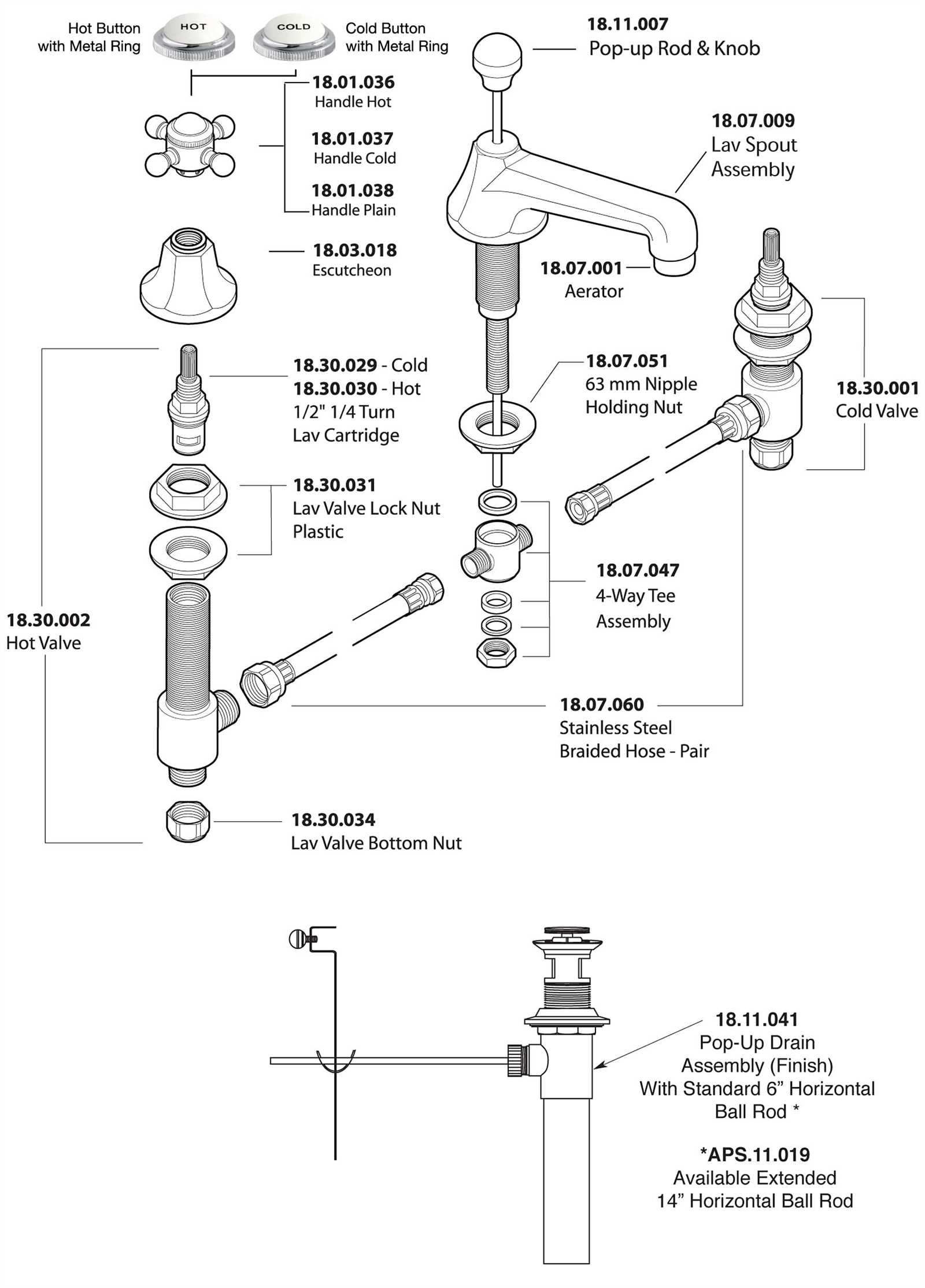 bathroom sink faucet parts diagram