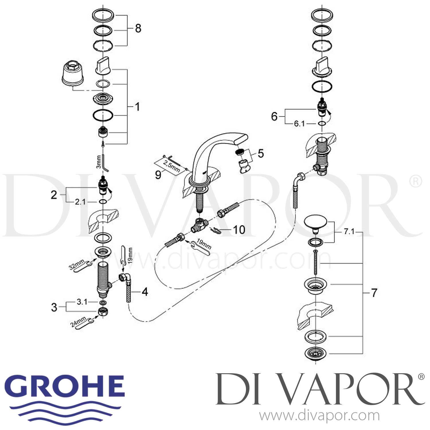 grohe faucet parts diagram