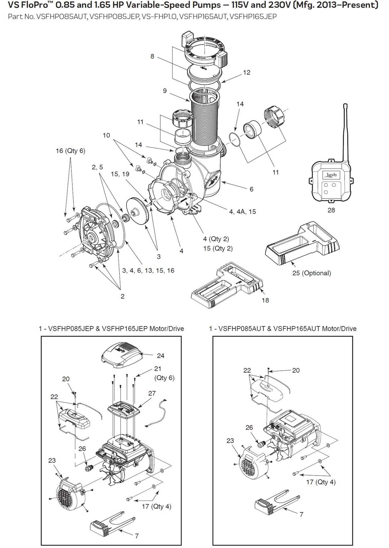 jandy pool pump parts diagram