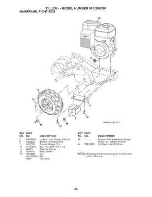 craftsman tiller   model 917 parts diagram