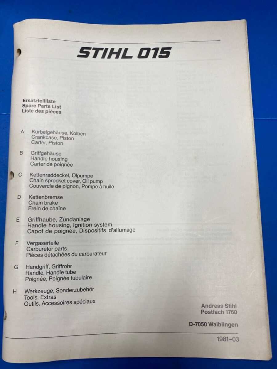 stihl 015 parts diagram