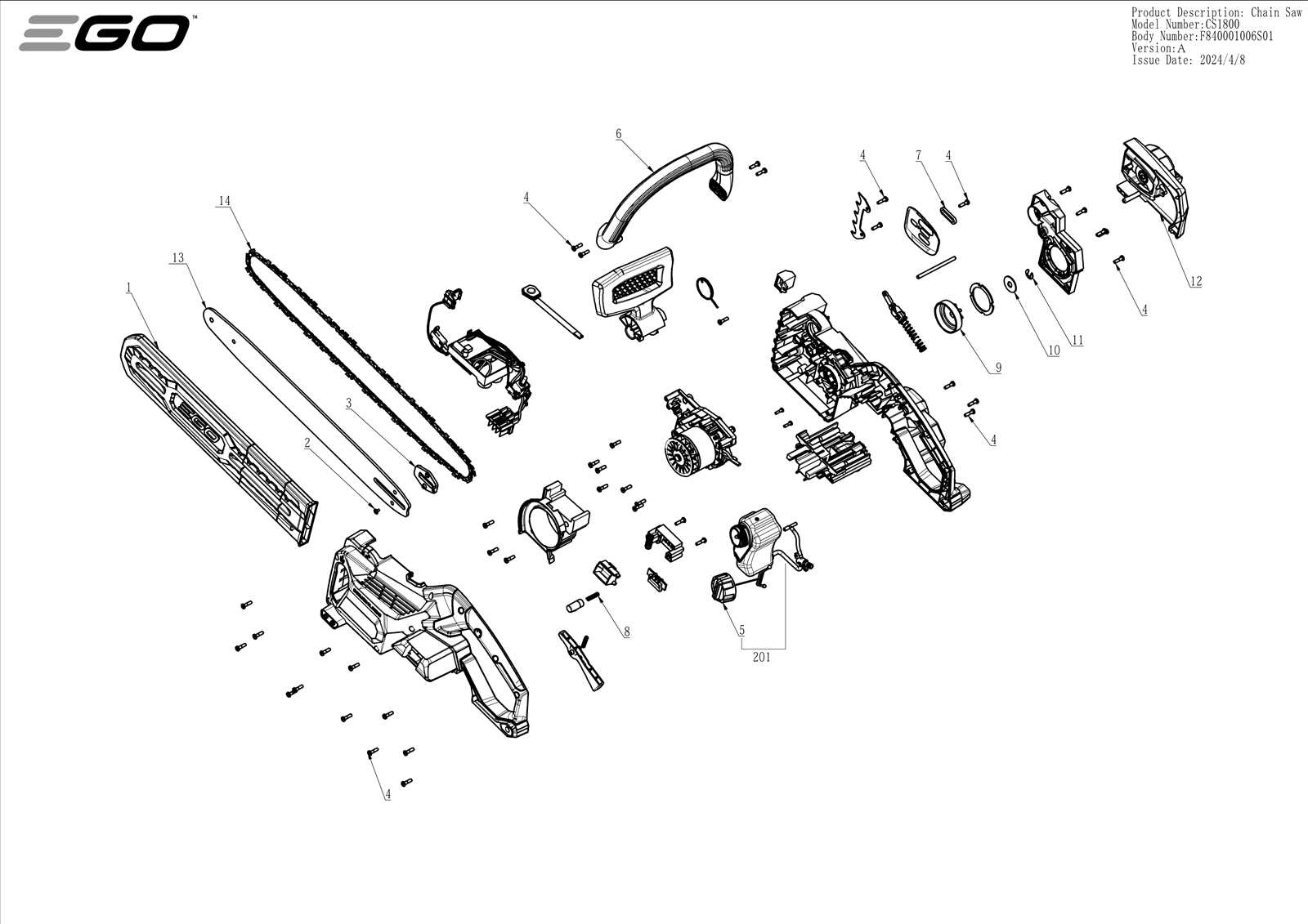 craftsman 18 inch chainsaw parts diagram