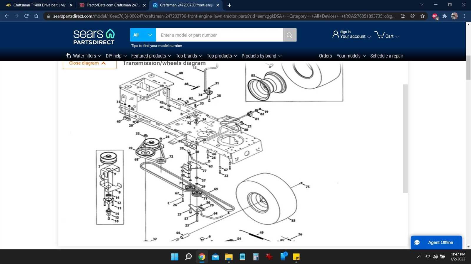 craftsman 46 mower deck parts diagram