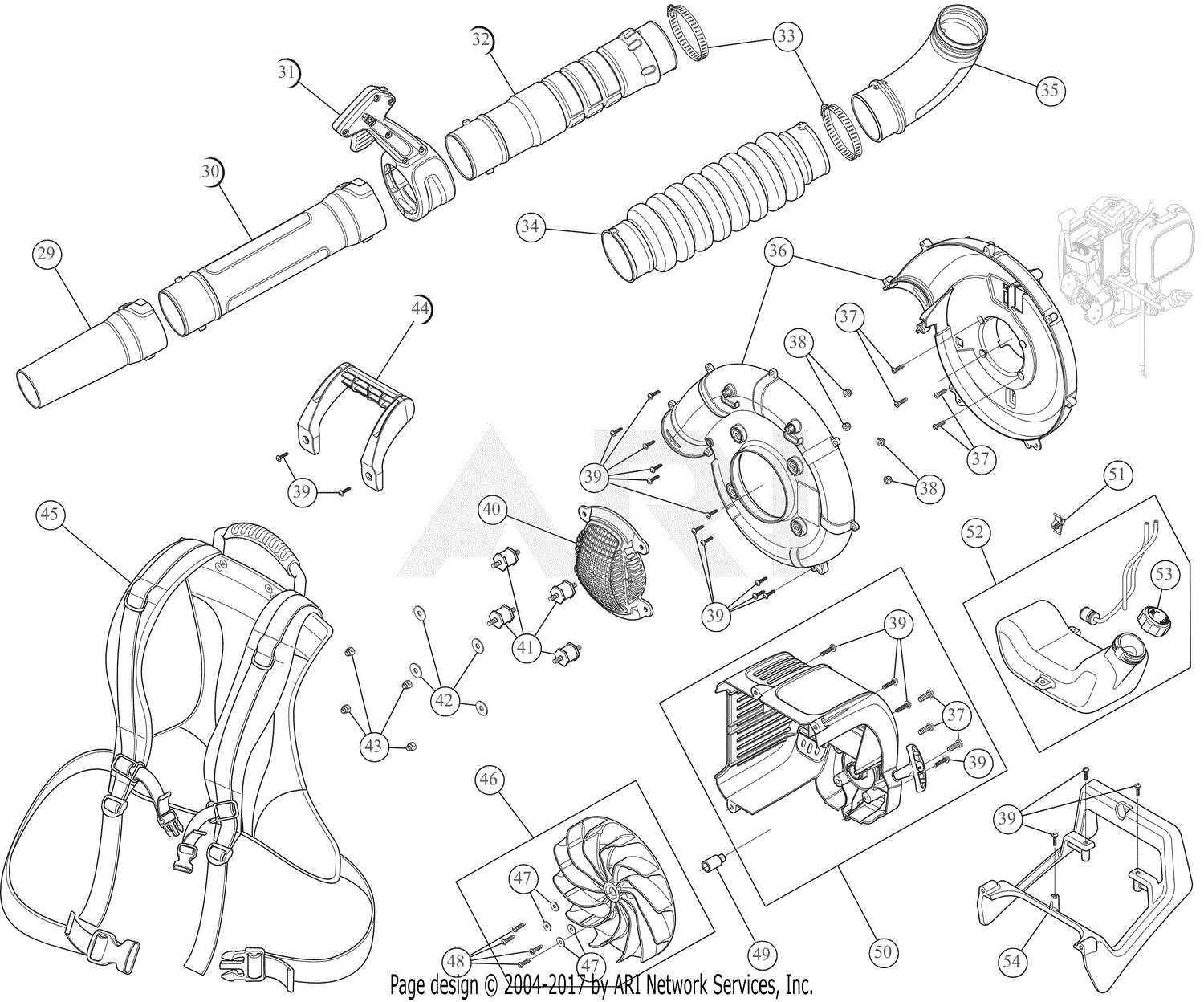 craftsman 46cc backpack blower parts diagram