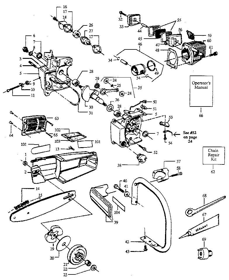 craftsman chainsaw parts diagram