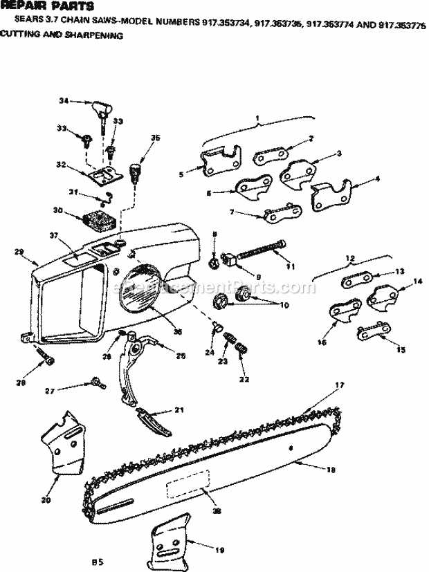 craftsman chainsaw parts diagram