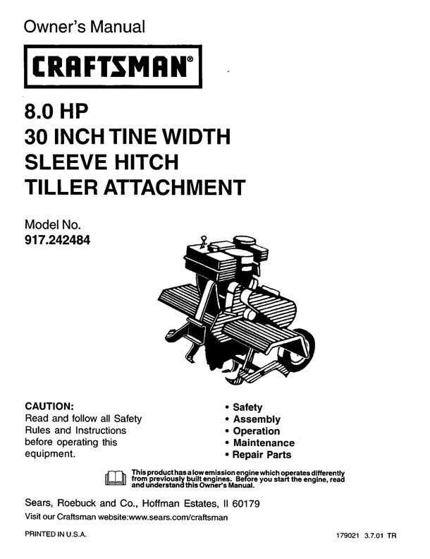 craftsman rear tine tiller parts diagram