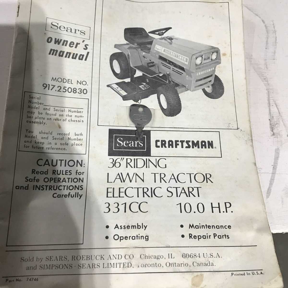 craftsman riding mower model 917 parts diagram