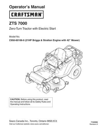 craftsman zts 7500 parts diagram