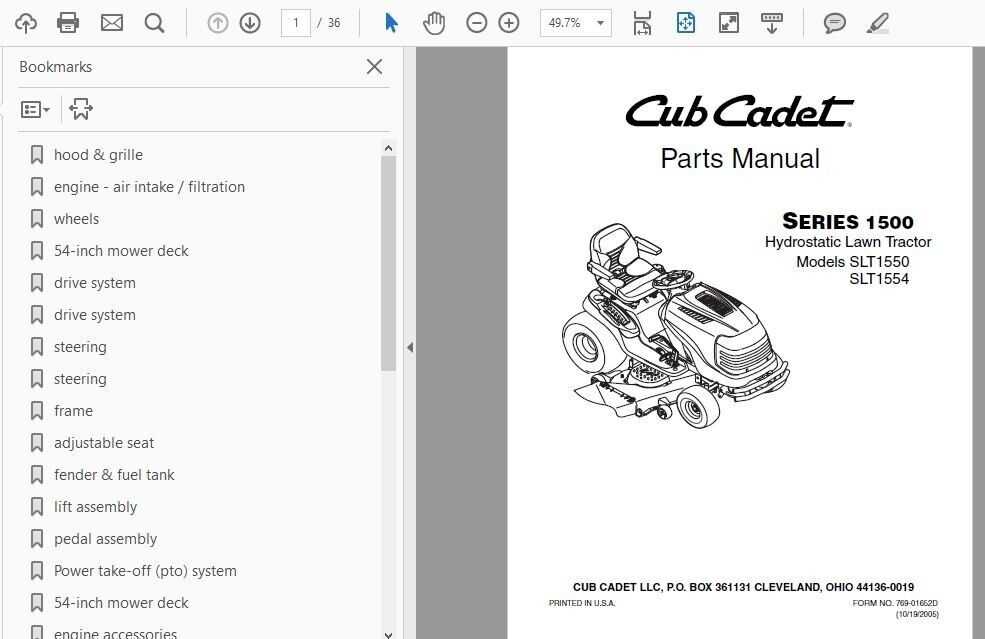 cub cadet super lt 1550 parts diagram