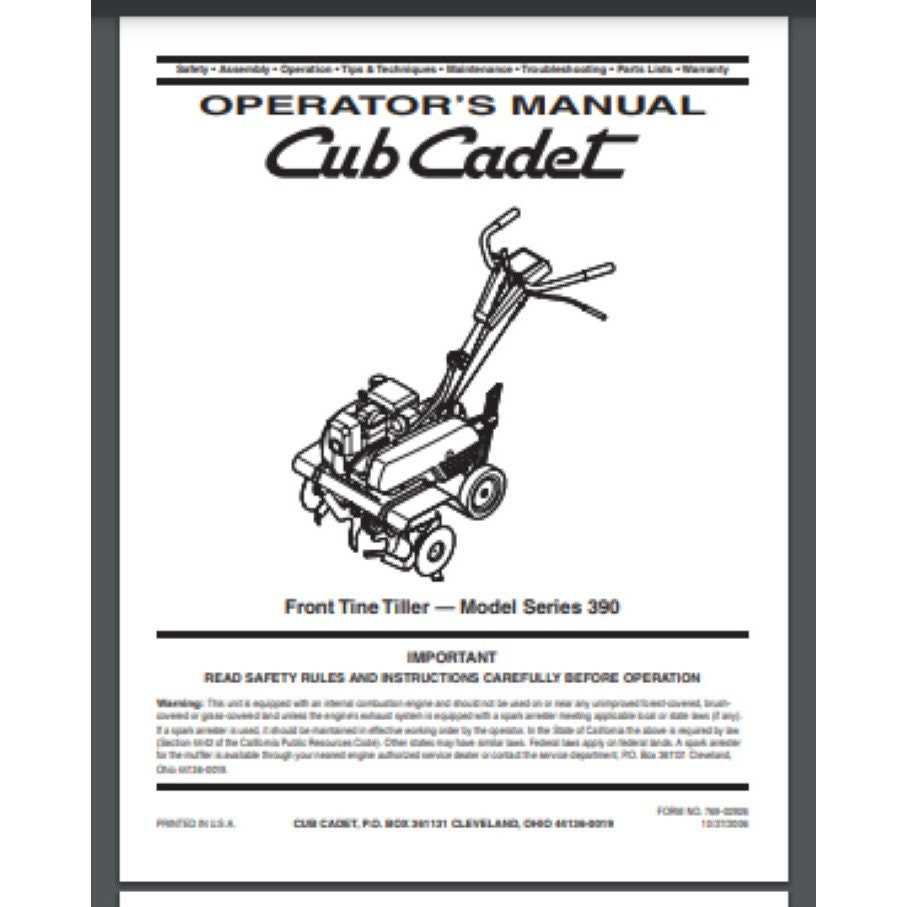 cub cadet tiller parts diagram