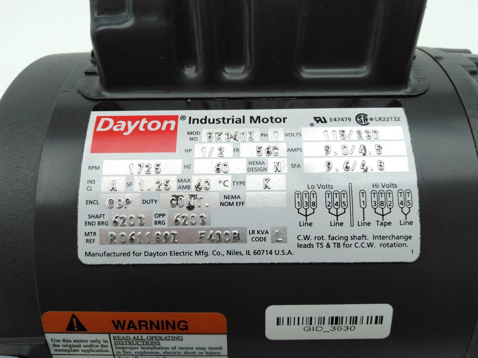 dayton motor parts diagram