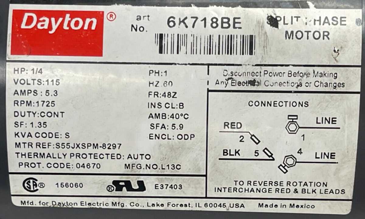 dayton motor parts diagram