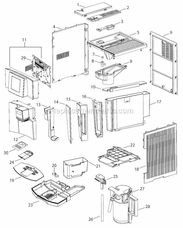 delonghi coffee machine parts diagram