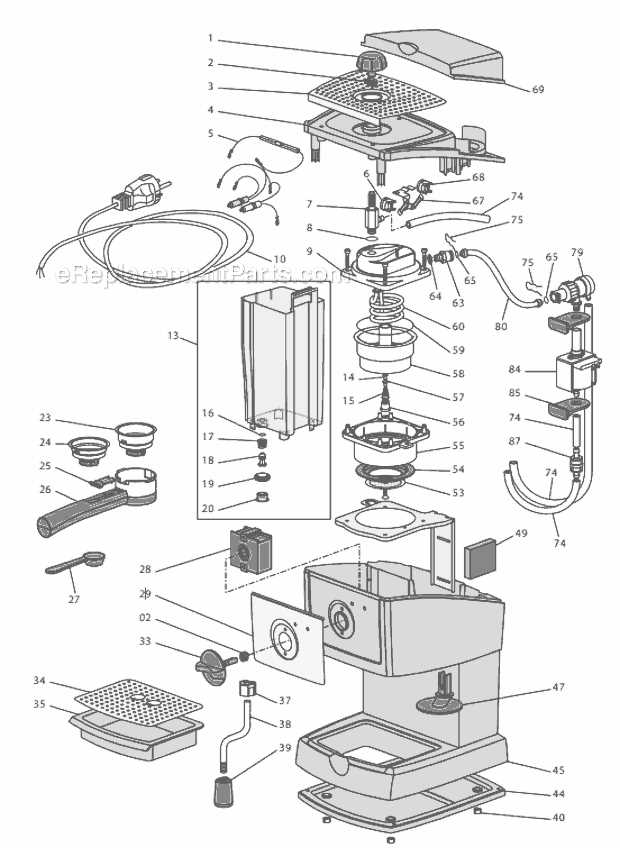 delonghi coffee machine parts diagram