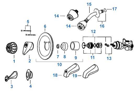 diagram of shower faucet parts